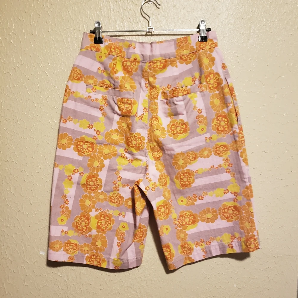 Free People Shorts High‎ Rise Floral Bermudas Retro 70s Size 26